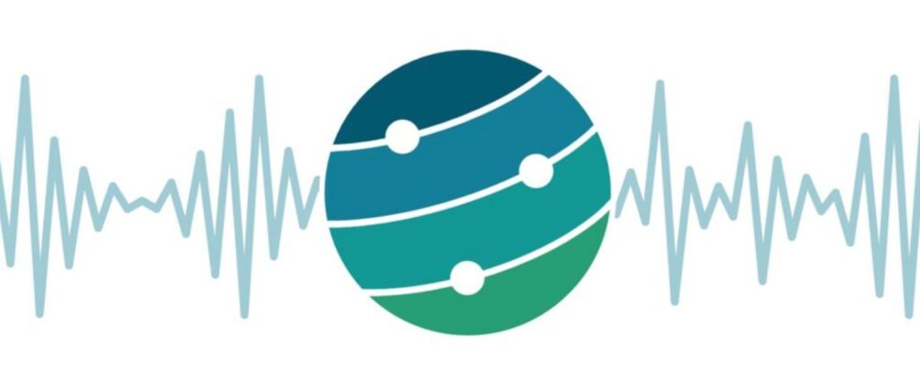 Terrawatch podcast logo - an earth illustration on a soundwave