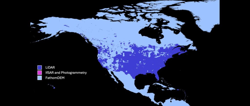 LiDAR coverage in the US in FathomDEM+